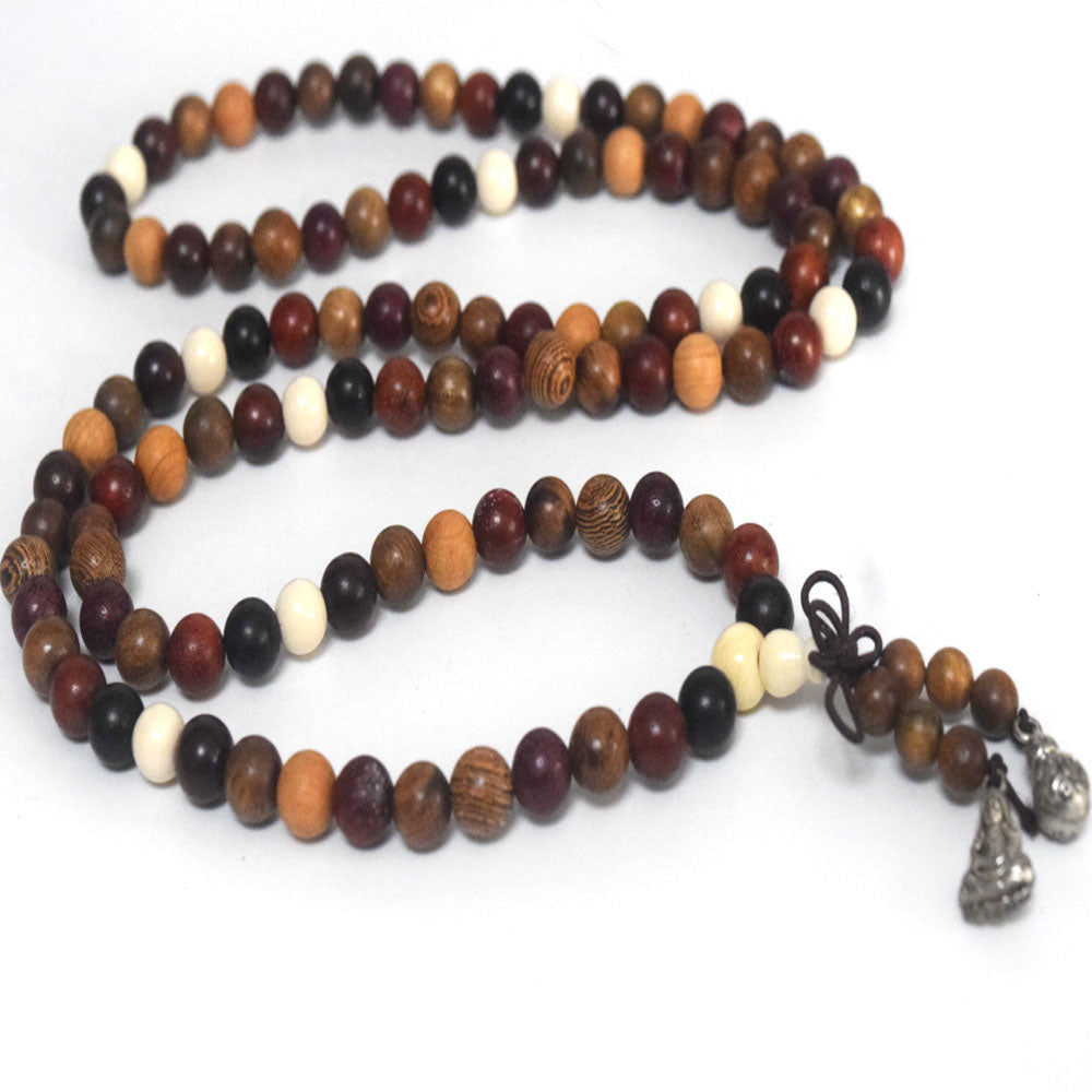 Unisex Natural Wood Meditation Rosary Wenge108 mala prayer beads Buddhist wooden bead Necklace Bracelet men women jewelry