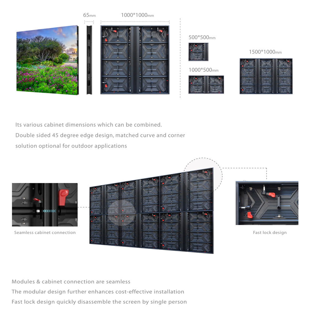 custom easy install big extendable outdoor building porch decorative screen panel screened advertising display p7.81mm