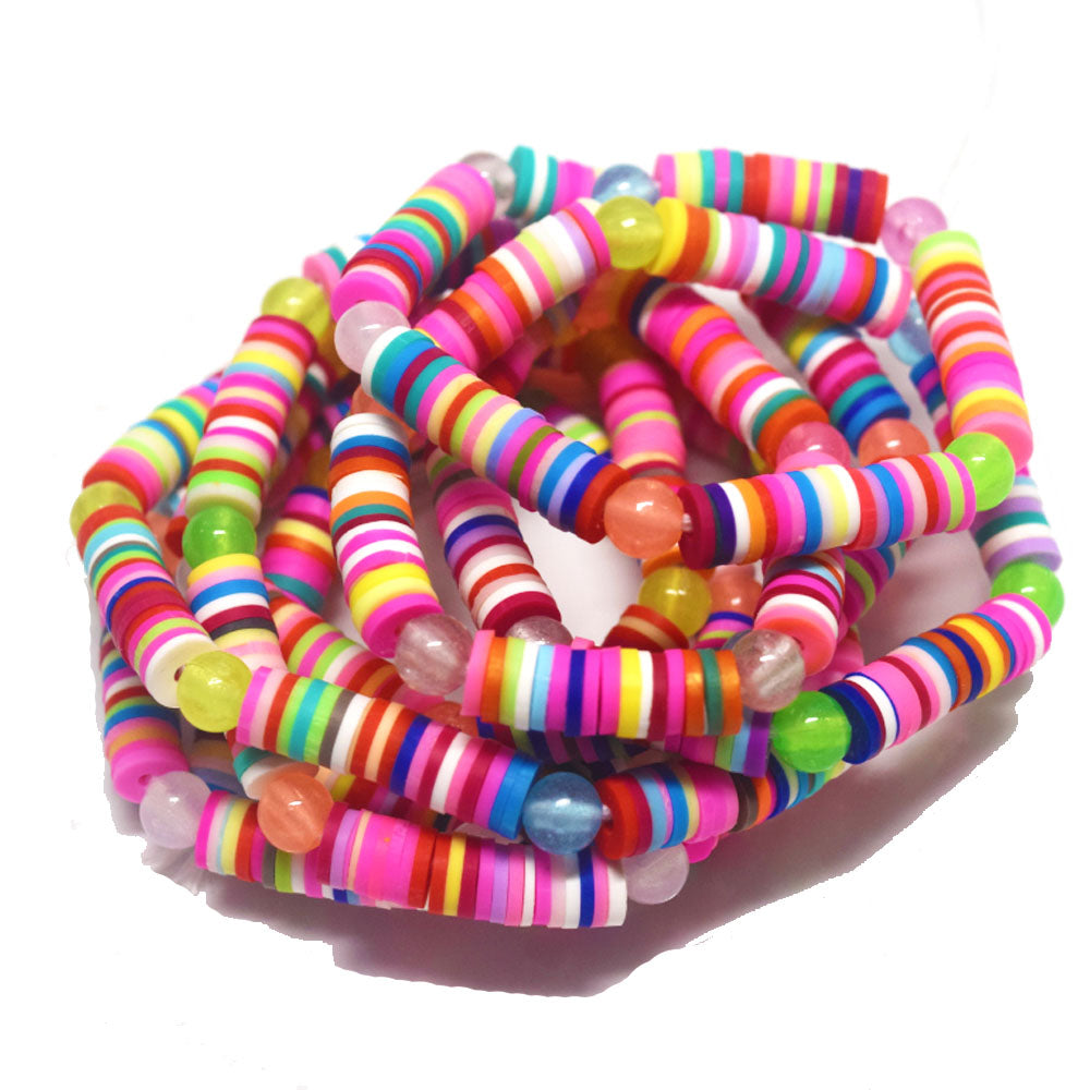 plus size extra long tie on bohemian sparkly glowing glow in the dark soft polymer clay heishi beads waist bead making supplies