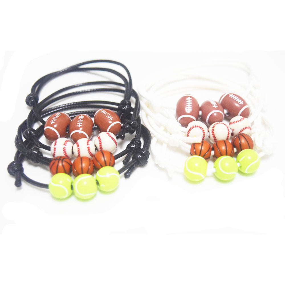 handmade adjustable cord rope woven basketball rugby tennis baseball ball charm beads sport bracelet unisex women and men