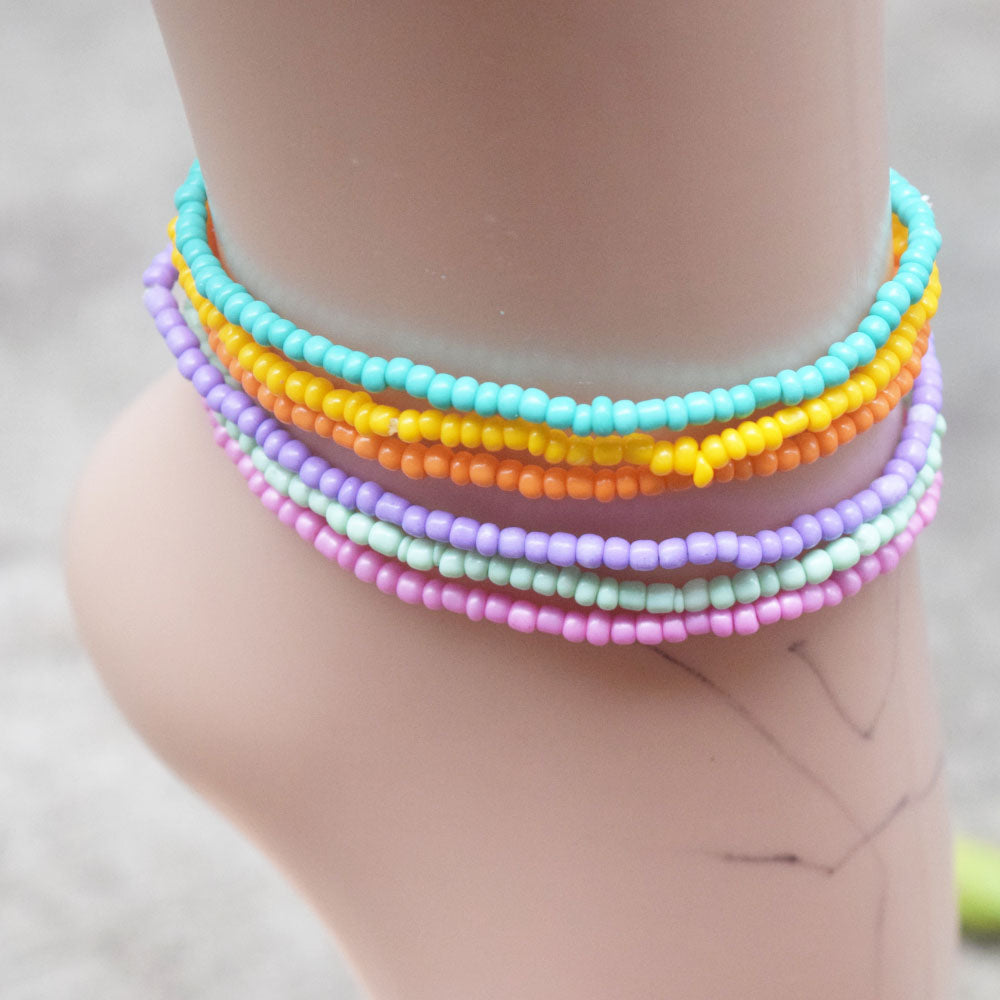 boho nepal Chinese glass seed rice beads beaded bohemian elastic cord stretchy with metal charms bracelet set jewelry bracelets