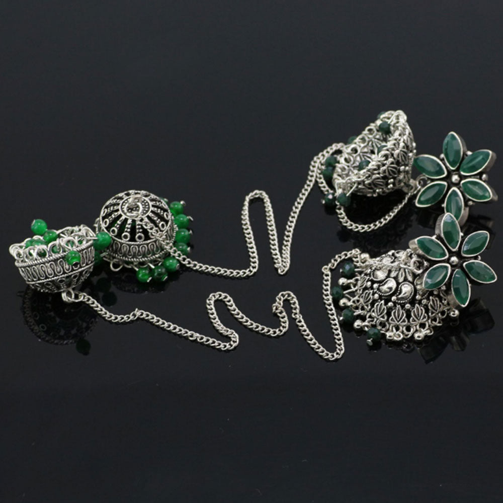 womens ladies fashion alloy green enameled jhumka pendant dangle drop earrings jewelry