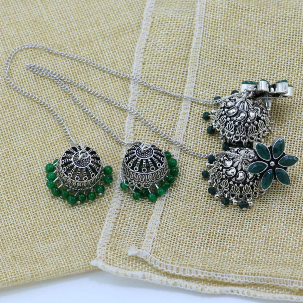 womens ladies fashion alloy green enameled jhumka pendant dangle drop earrings jewelry