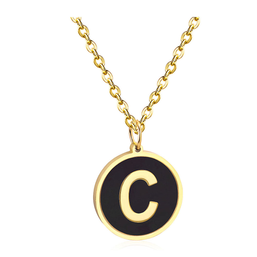 women stainless steel silver gold color with 26 initial letter charm pendant chain necklace initial jewelr