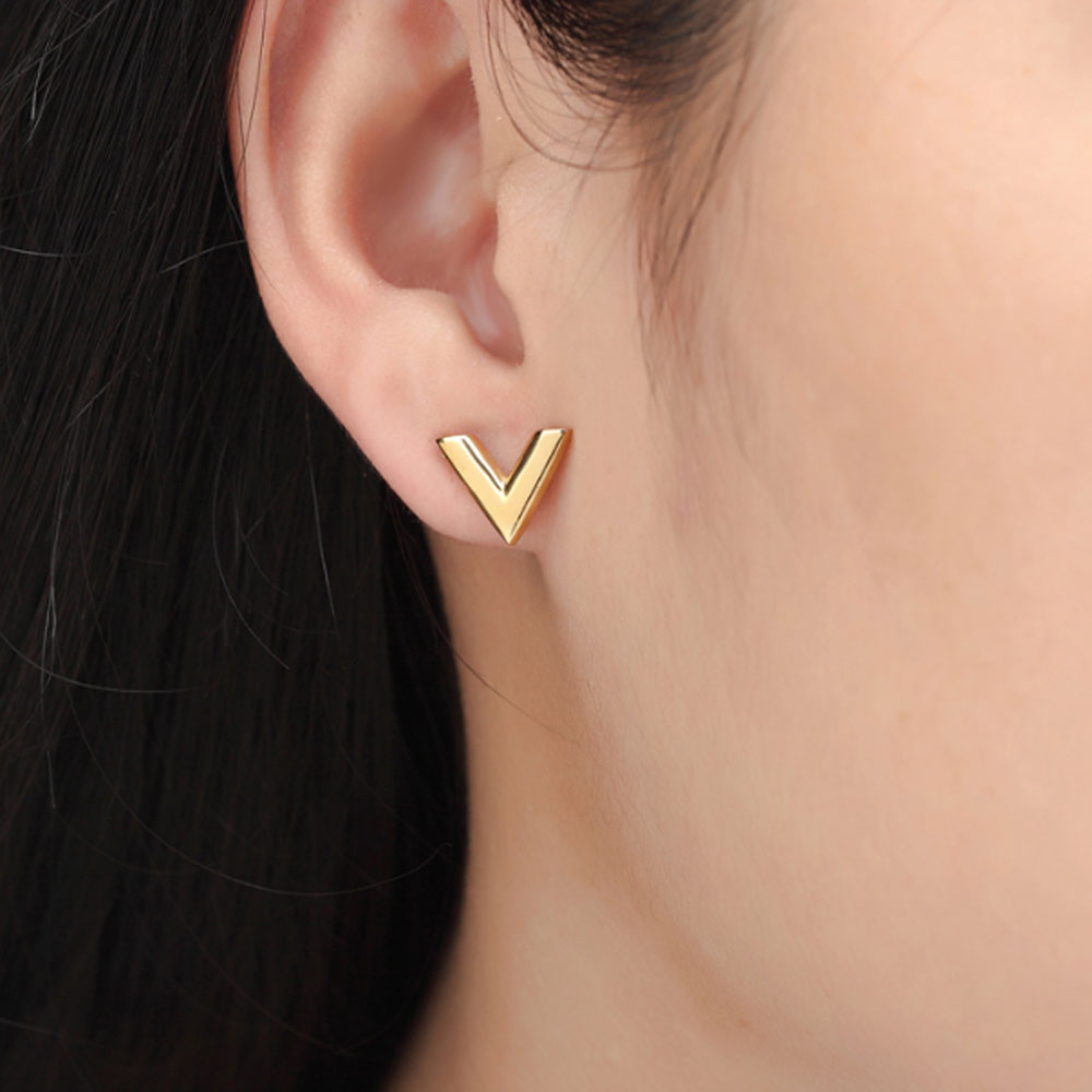 fashion stainless steel silver gold and rose gold tiny v shape stud earrings Korean jewelry