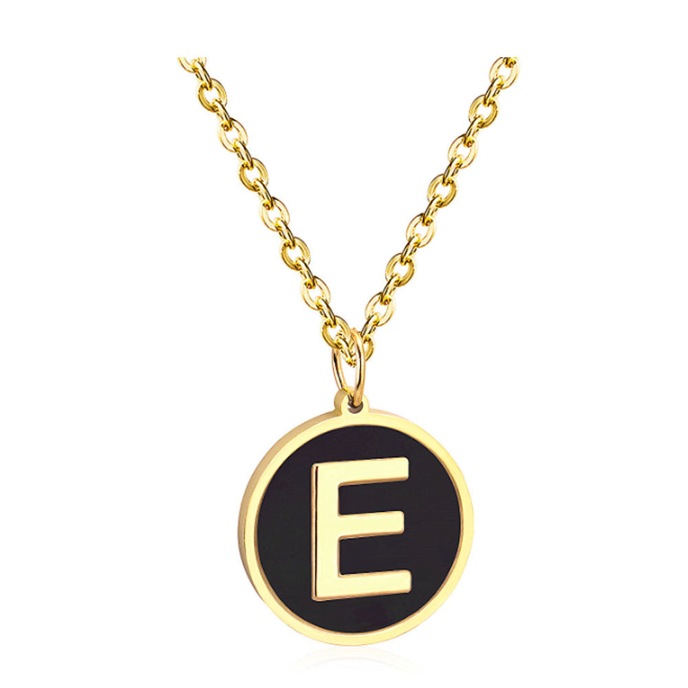 women stainless steel silver gold color with 26 initial letter charm pendant chain necklace initial jewelr