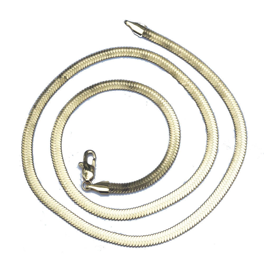 hot fashion Stainless titanium steel flat snake chain gold plated wide 20 inches 2-6mm wide choker necklace chain jewelry unisex
