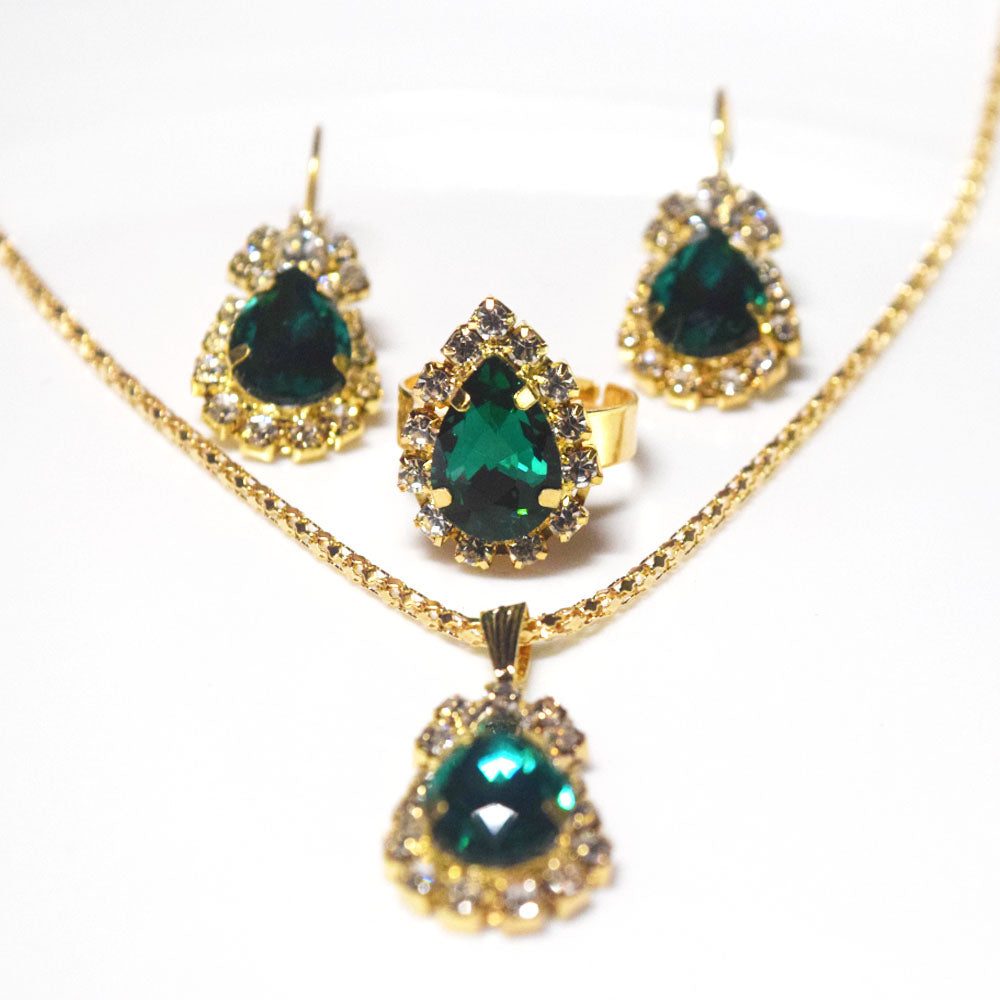 alloy crystal beads bridal earring ring necklace jewelry set for wedding party accessories set jewelry