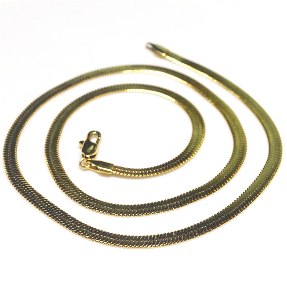 hot fashion Stainless titanium steel flat snake chain gold plated wide 20 inches 2-6mm wide choker necklace chain jewelry unisex
