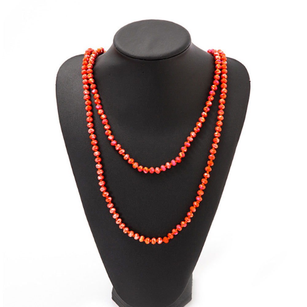60 inches crystal bead beaded layered necklace women tropical bohemian