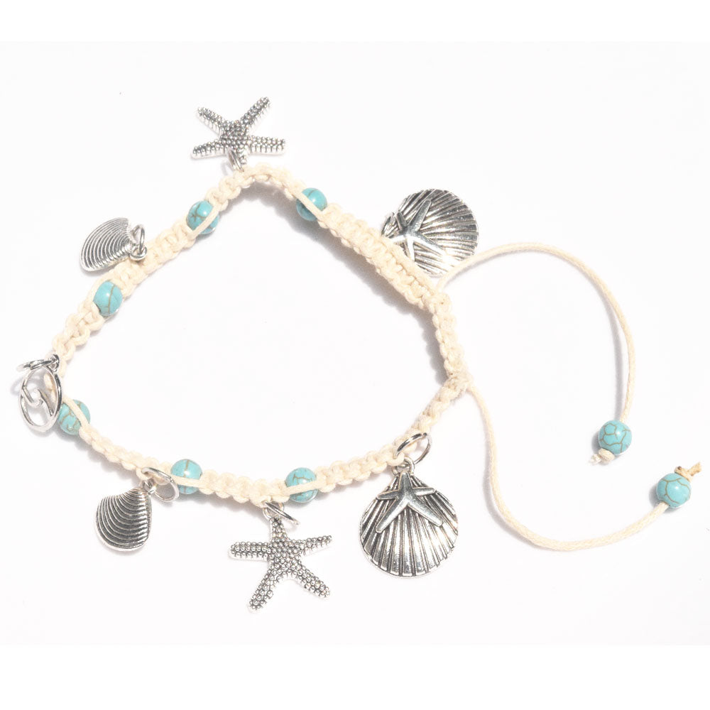 bohemian ladies women fashion cord braided woven sea shell charms beach foot ankle anklet bracelet jewelry anklets