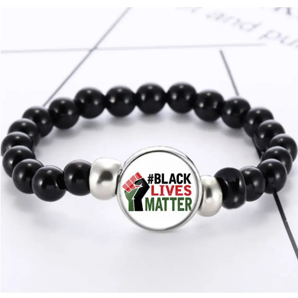 wholesale Acrylic beads beaded black lives matter charm bracelets wristband accessories China Manufacturer Supplier