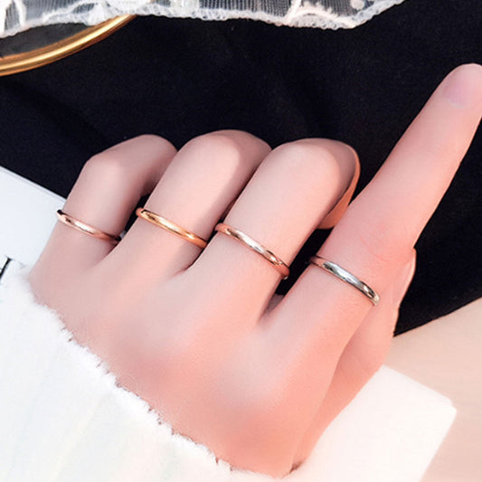 wholesale narrow 2mm wide women men wedding black silver gold rose gold stainless steel stack rings jewelry fashion accessories
