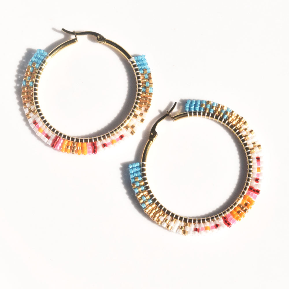 handmade women tiny stainless steel miyuki beads beaded hooped earring hoop 5cm dangle earrings jewelry accessories