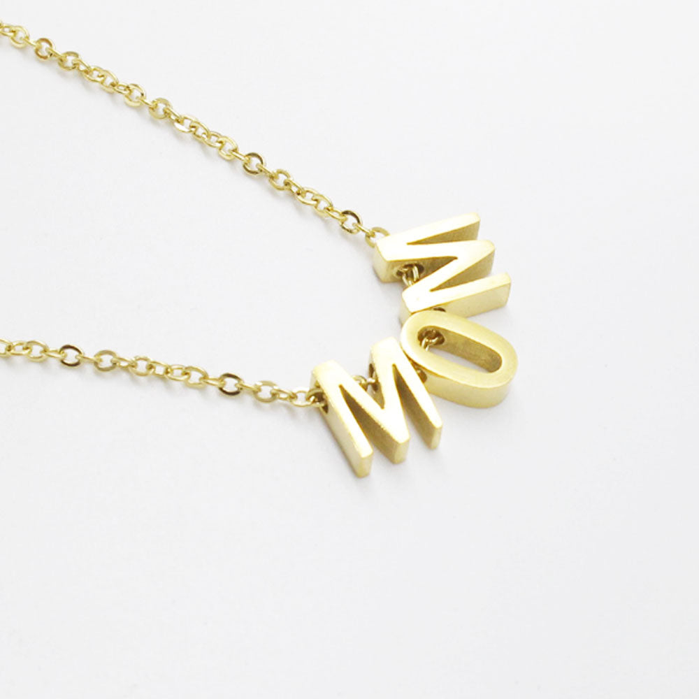 silver gold and rose gold Stainless steel mother's days mom girl sublimation chain alphabet necklace jewelry