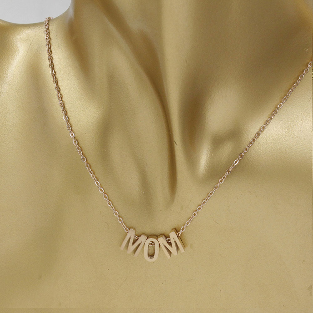 silver gold and rose gold Stainless steel mother's days mom girl sublimation chain alphabet necklace jewelry