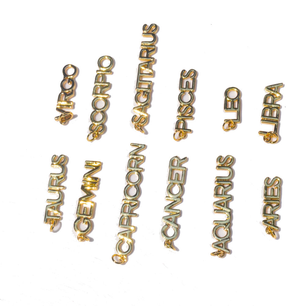 gold color horoscope english font initial letters zodiac sign pendant for jewelry accessories