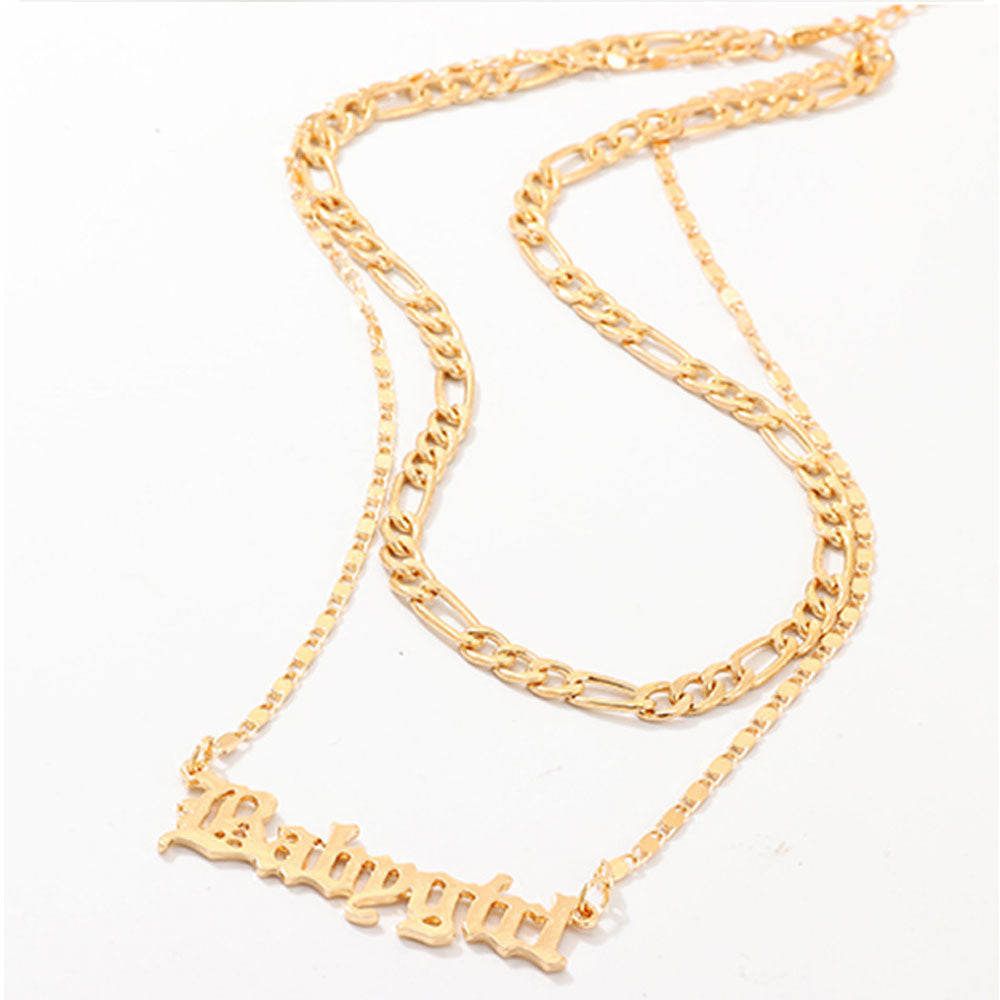 wholesale bohemian double layers gold plate alloy babygirl necklace jewelry