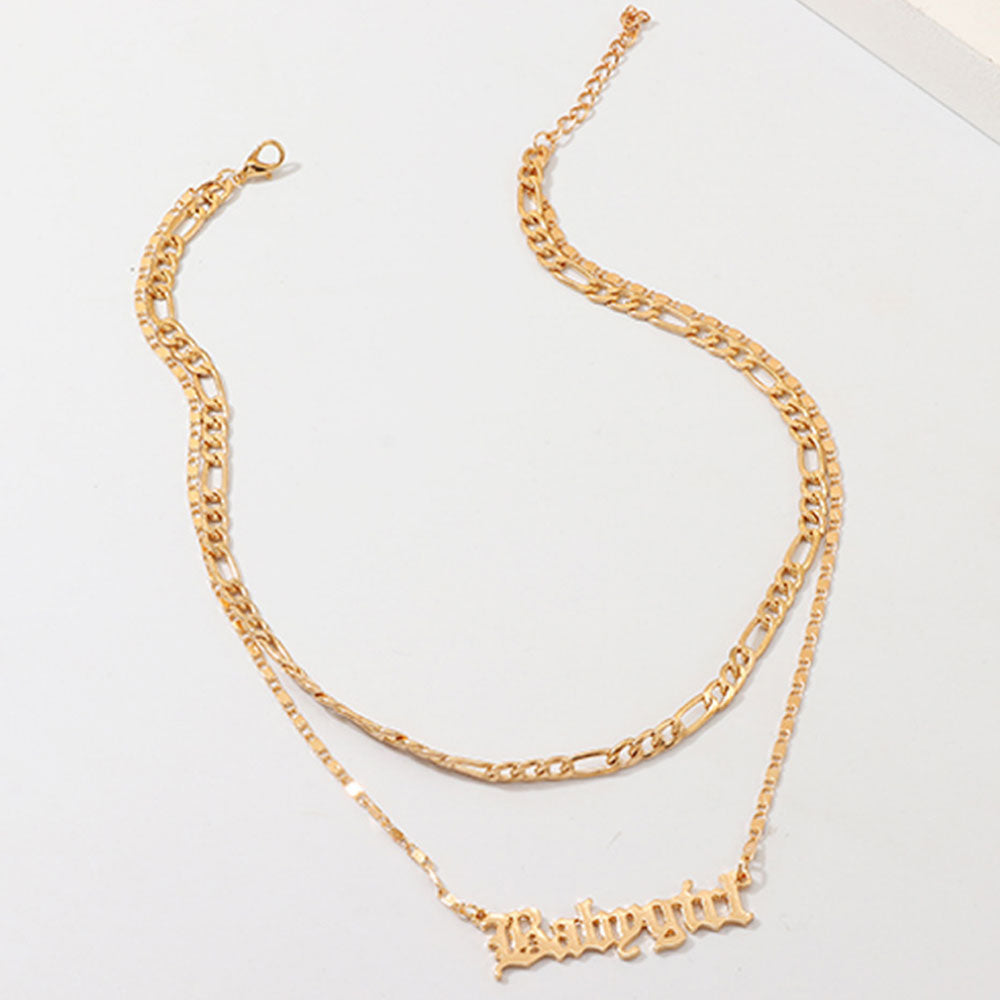 wholesale bohemian double layers gold plate alloy babygirl necklace jewelry