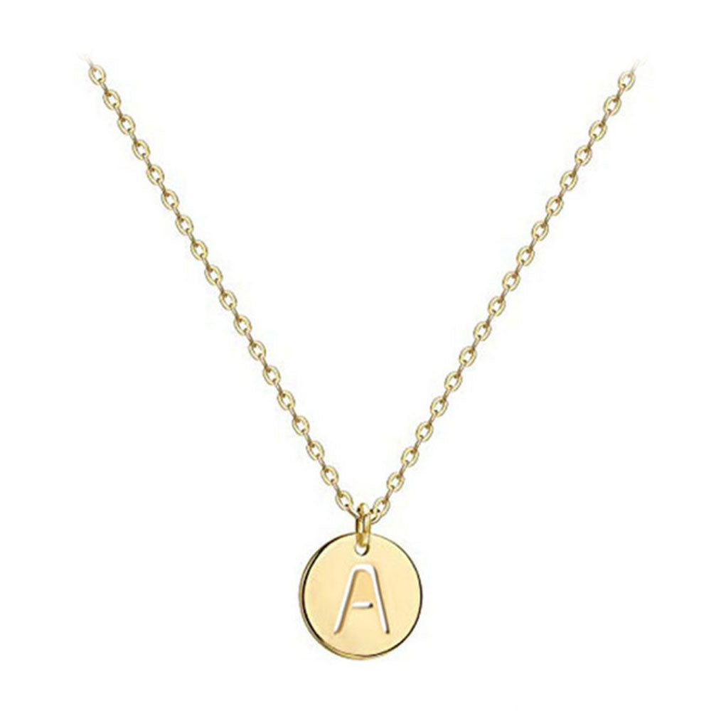 women stainless steel silver gold 26 initial letter charm pendant chain initial necklace jewelry