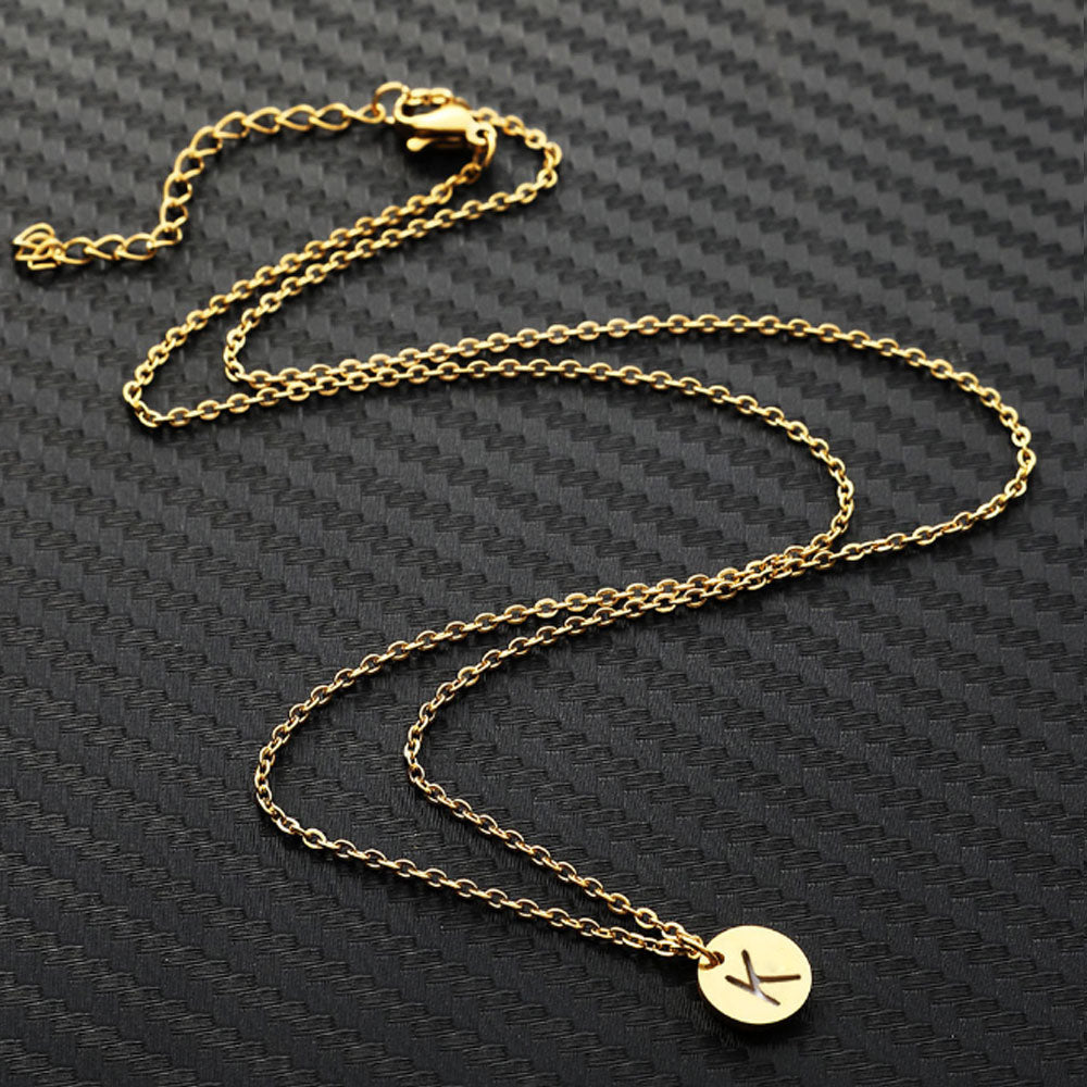 women stainless steel silver gold 26 initial letter charm pendant chain initial necklace jewelry