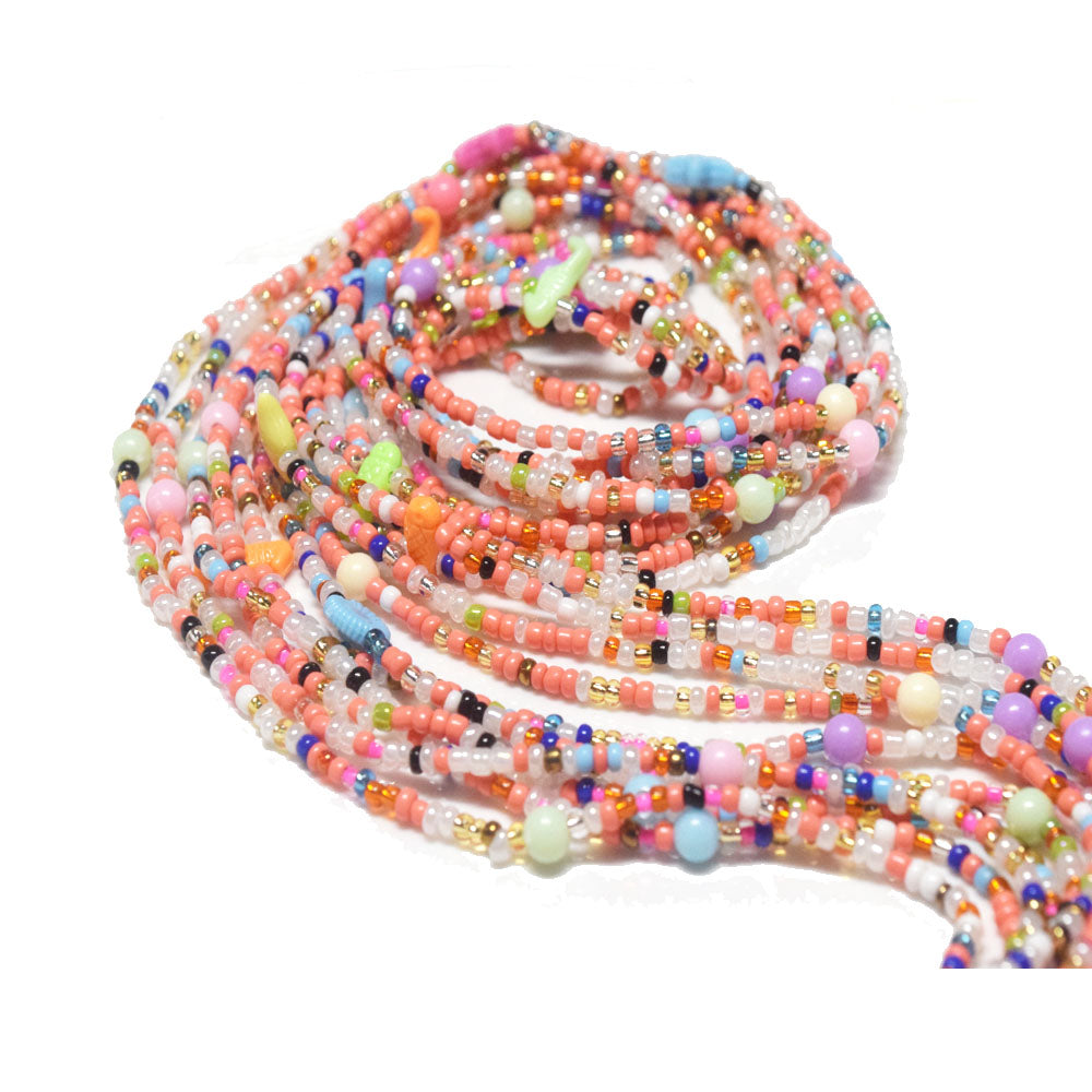 lovely pink summer sea beach charms adjustable bulk tie on waist beads cotton cord with clasp belly chain jewelry for women