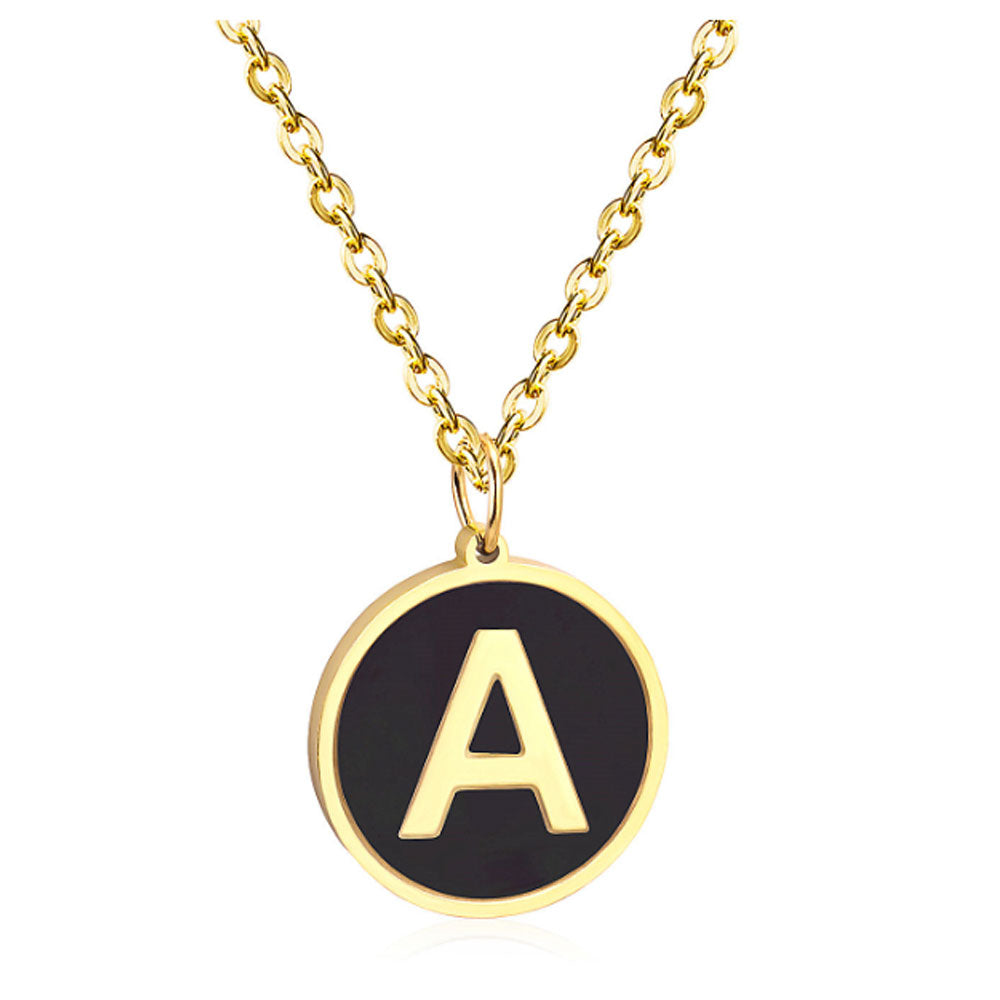 women stainless steel silver gold color with 26 initial letter charm pendant chain necklace initial jewelr