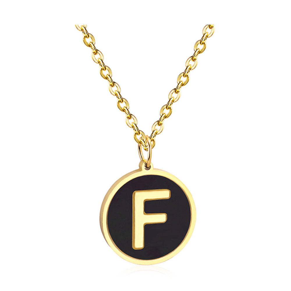 women stainless steel silver gold color with 26 initial letter charm pendant chain necklace initial jewelr