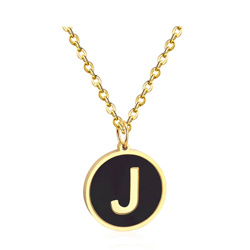 women stainless steel silver gold color with 26 initial letter charm pendant chain necklace initial jewelr