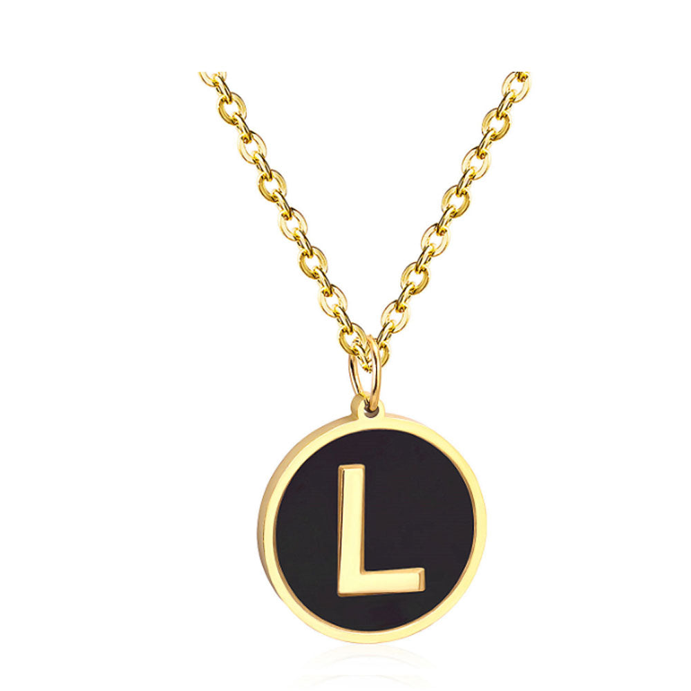 women stainless steel silver gold color with 26 initial letter charm pendant chain necklace initial jewelr