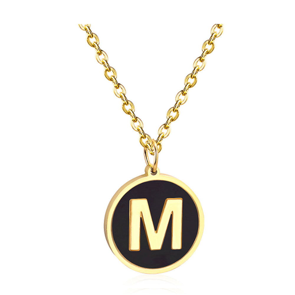 women stainless steel silver gold color with 26 initial letter charm pendant chain necklace initial jewelr