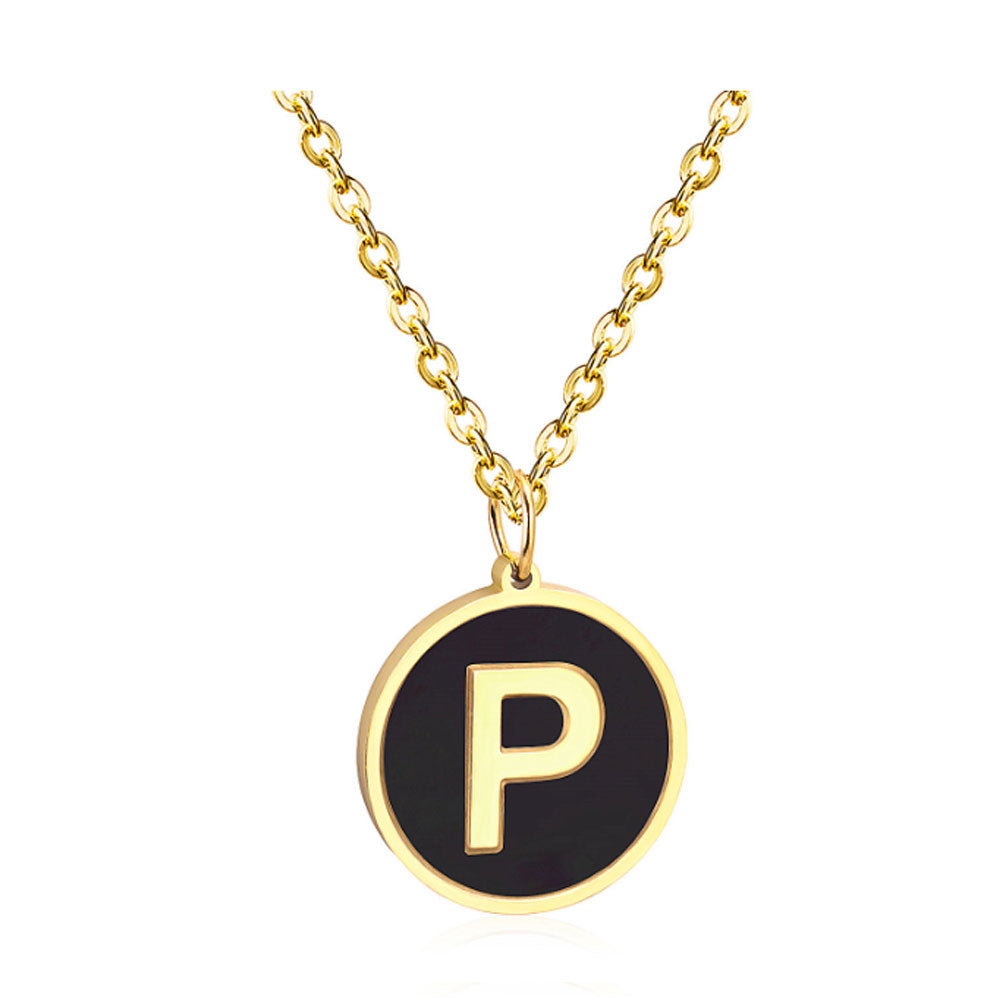 women stainless steel silver gold color with 26 initial letter charm pendant chain necklace initial jewelr