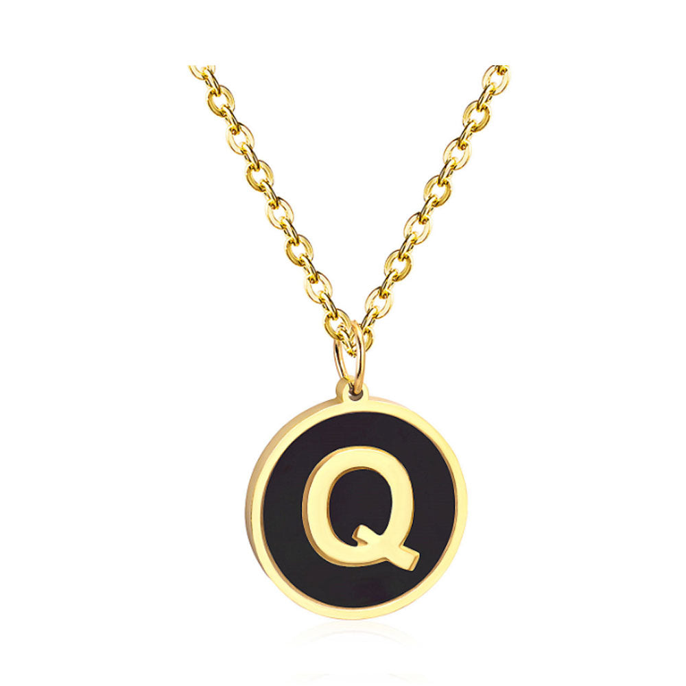 women stainless steel silver gold color with 26 initial letter charm pendant chain necklace initial jewelr