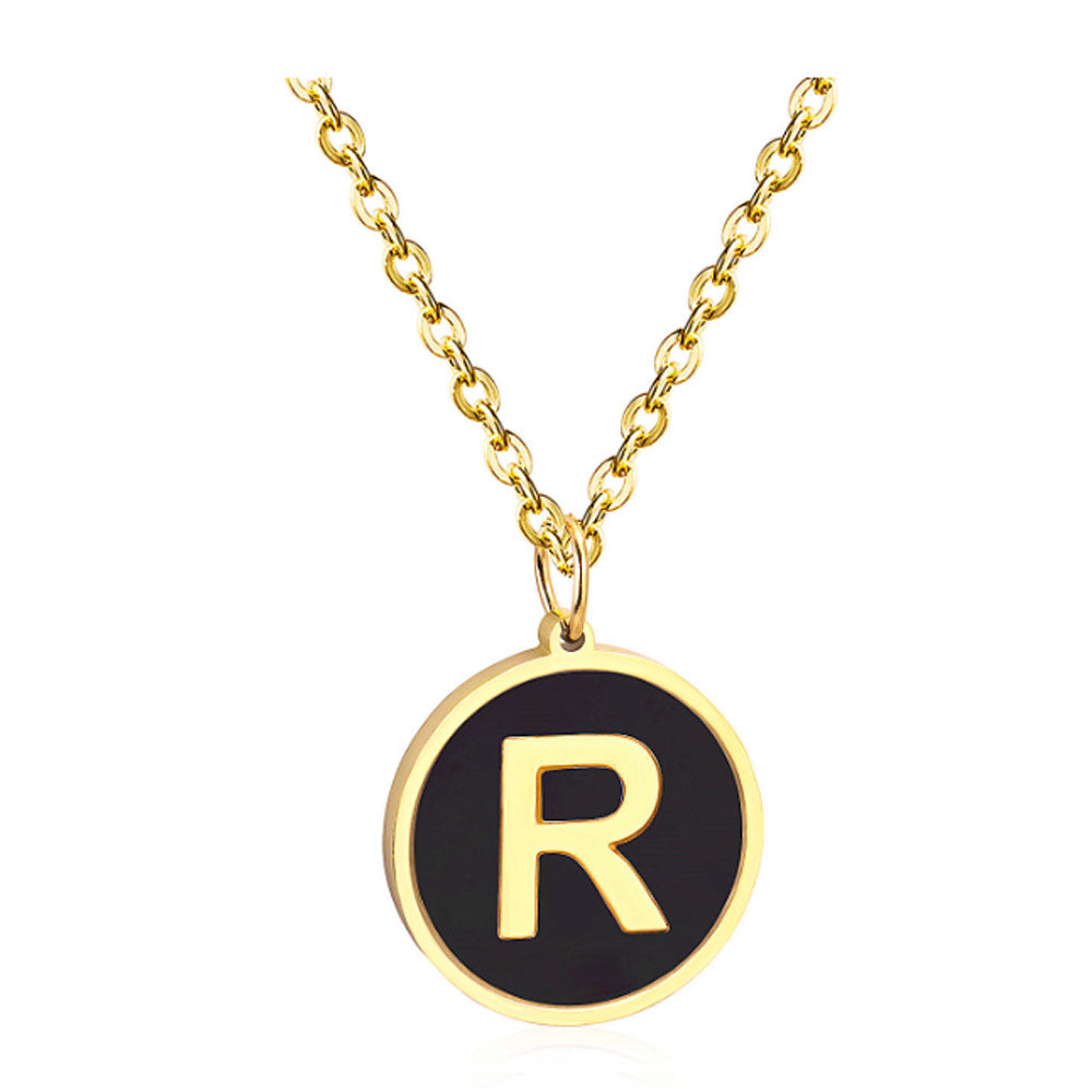 women stainless steel silver gold color with 26 initial letter charm pendant chain necklace initial jewelr
