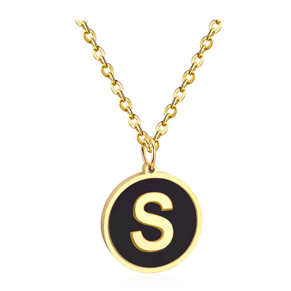 women stainless steel silver gold color with 26 initial letter charm pendant chain necklace initial jewelr