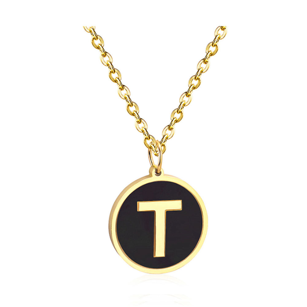 women stainless steel silver gold color with 26 initial letter charm pendant chain necklace initial jewelr