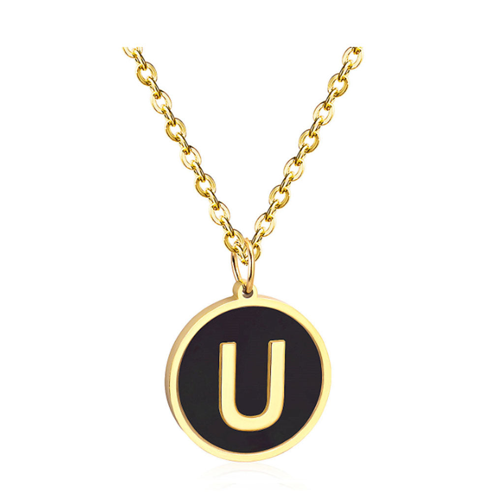 women stainless steel silver gold color with 26 initial letter charm pendant chain necklace initial jewelr