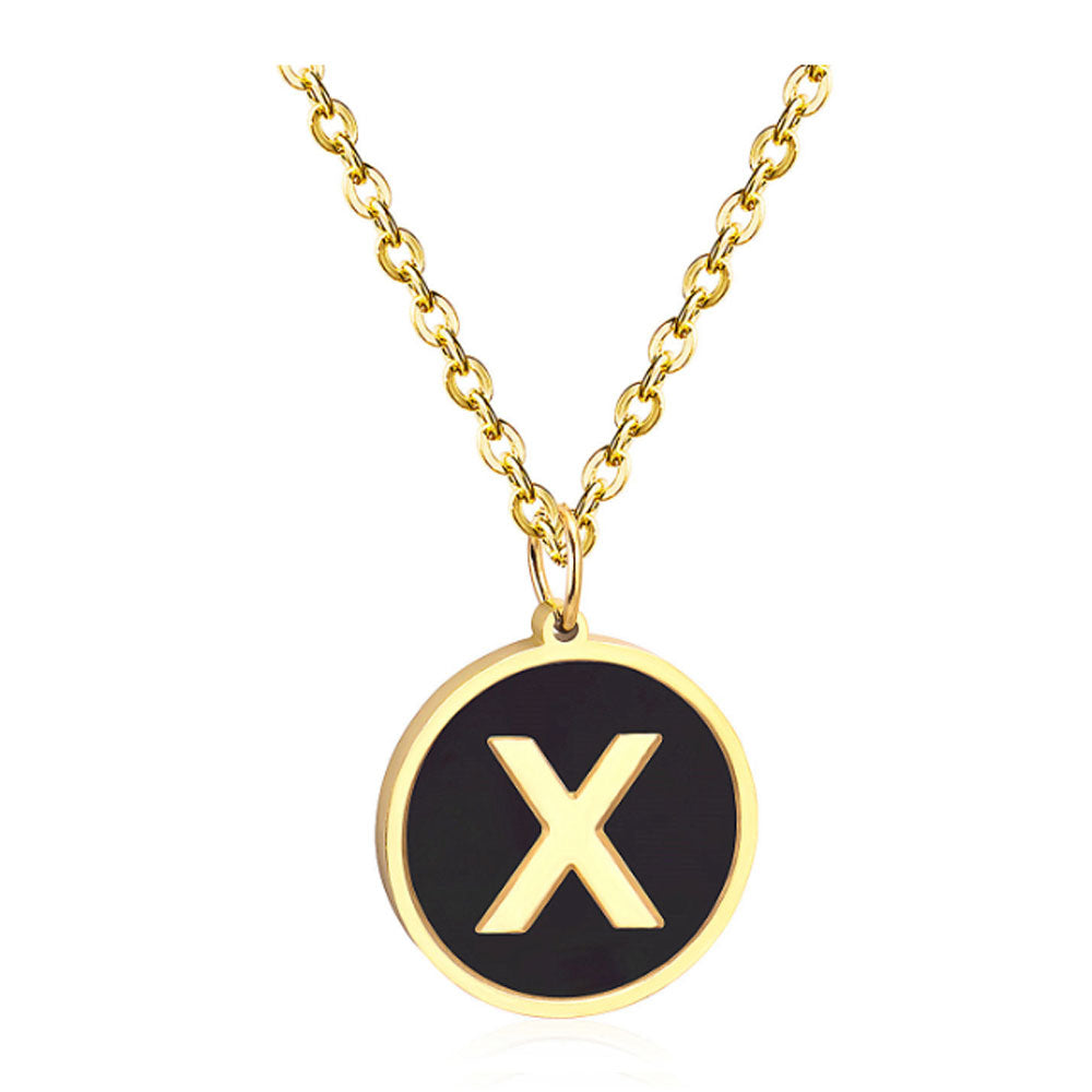 women stainless steel silver gold color with 26 initial letter charm pendant chain necklace initial jewelr