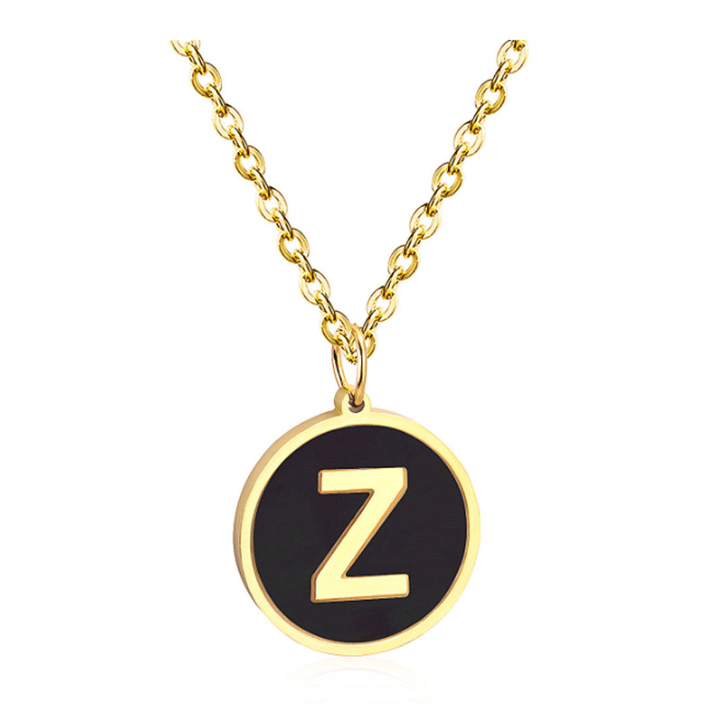 women stainless steel silver gold color with 26 initial letter charm pendant chain necklace initial jewelr