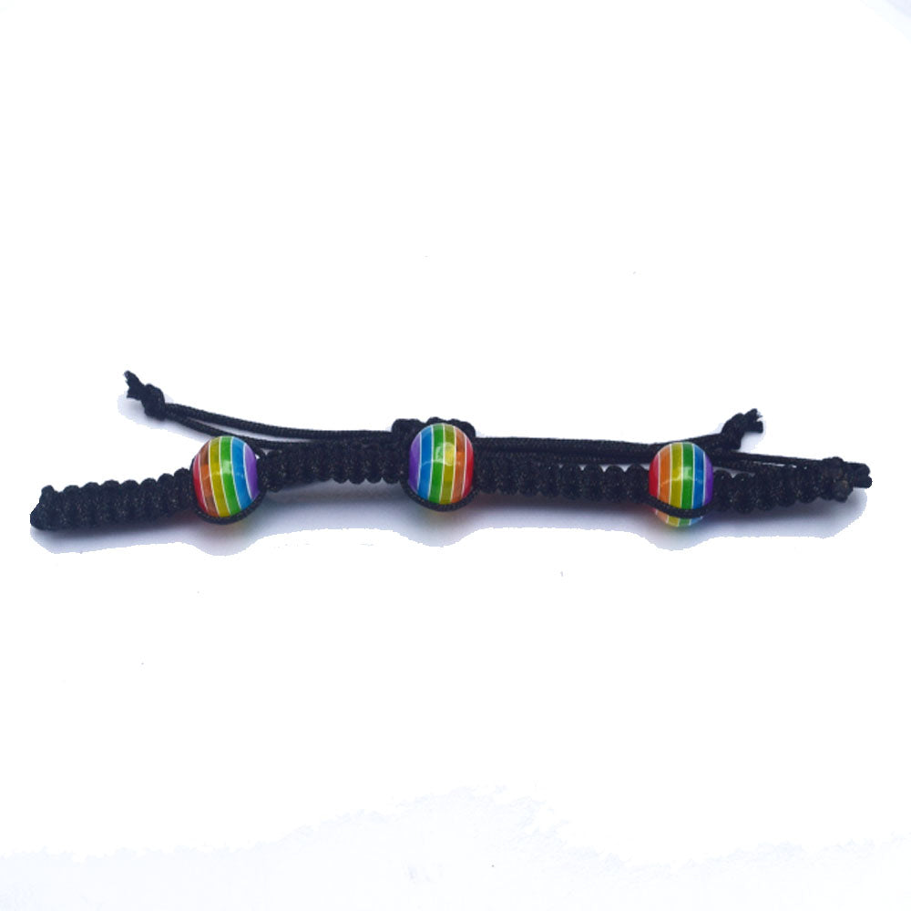 fashion black cord braided woven plastic gay pride charm bead adjustable bracelet lgbt lesbian bracelets unisex jewelry bulk