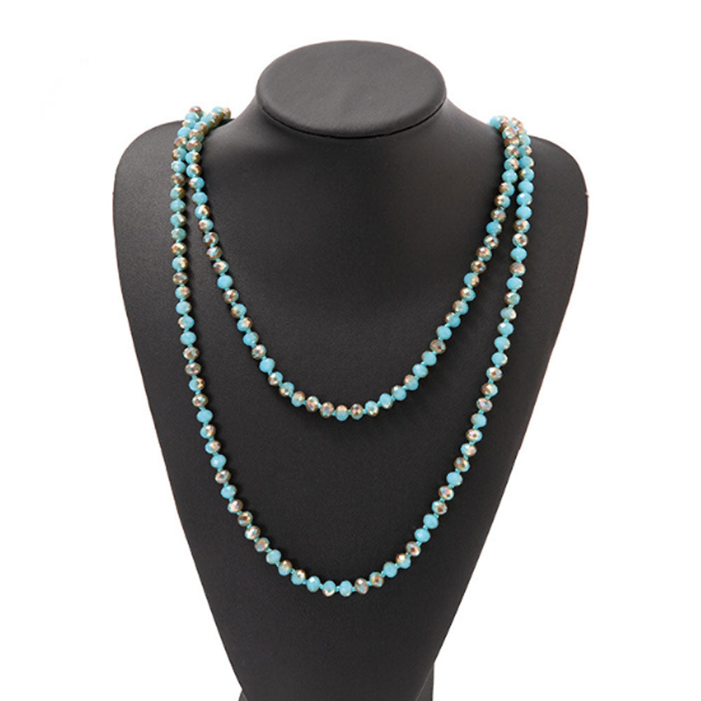 60 inches crystal bead beaded layered necklace women tropical bohemian