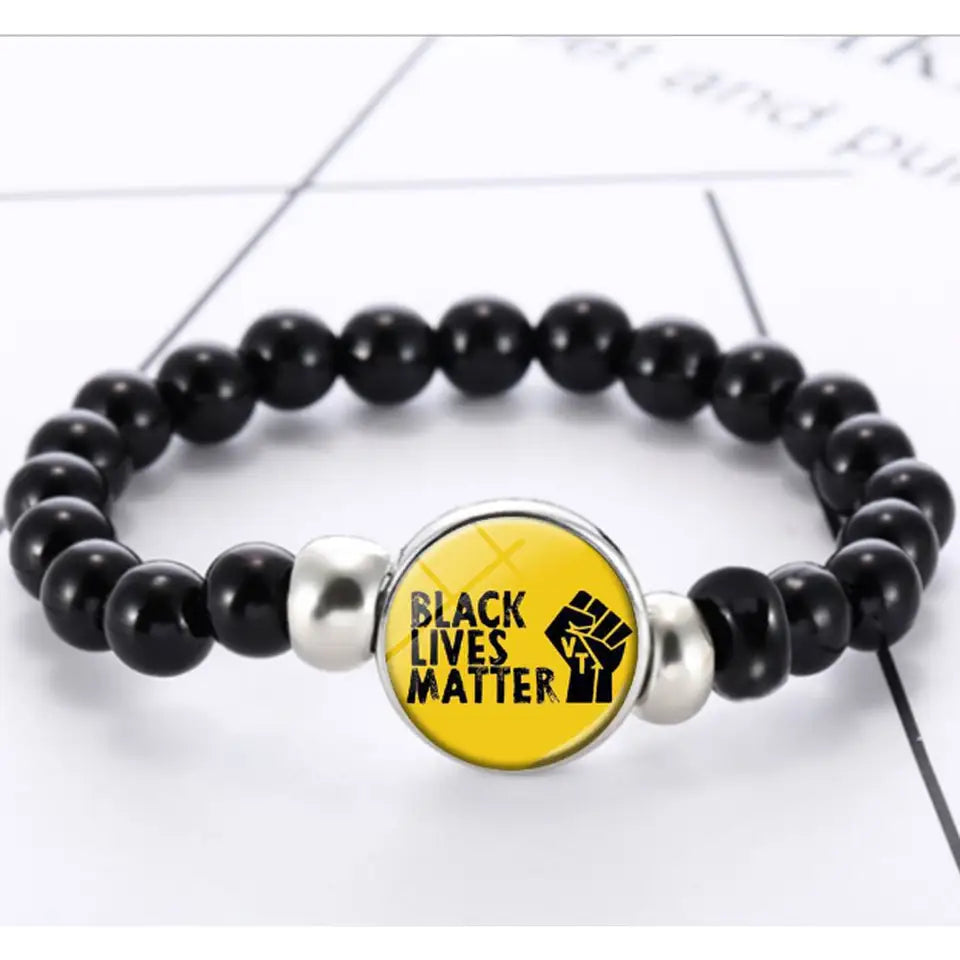 wholesale Acrylic beads beaded black lives matter charm bracelets wristband accessories China Manufacturer Supplier