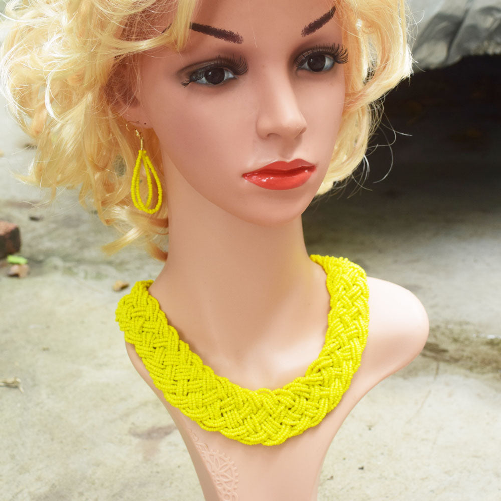 Wholesale Traditional Big Bold Bohemian south africa ghanaian nigerian tribal women Glass Beads beaded necklace jewelry sets