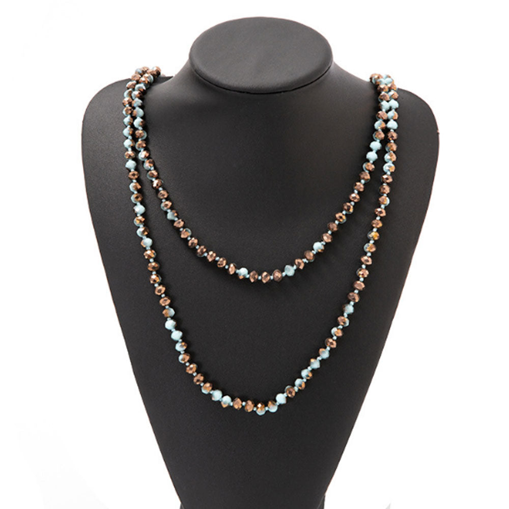 60 inches crystal bead beaded layered necklace women tropical bohemian