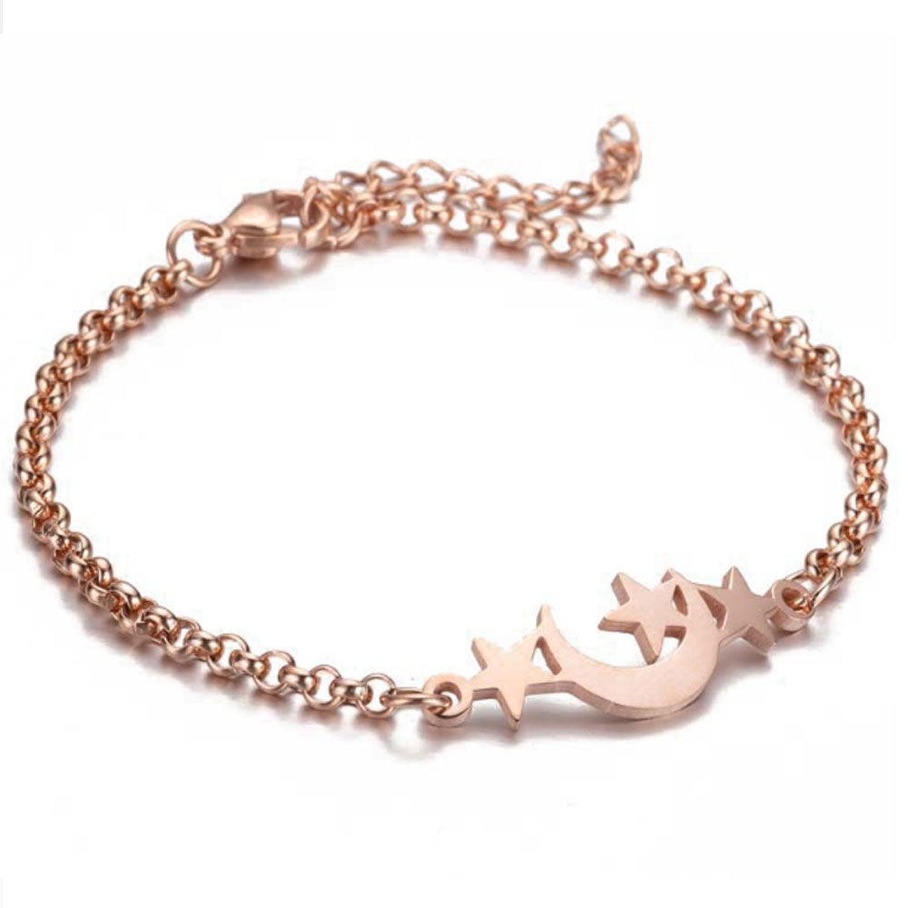 fashion bracelet 316 surgical stainless steel star moon charm bangle bracelet jewelry women silver gold and rose gold