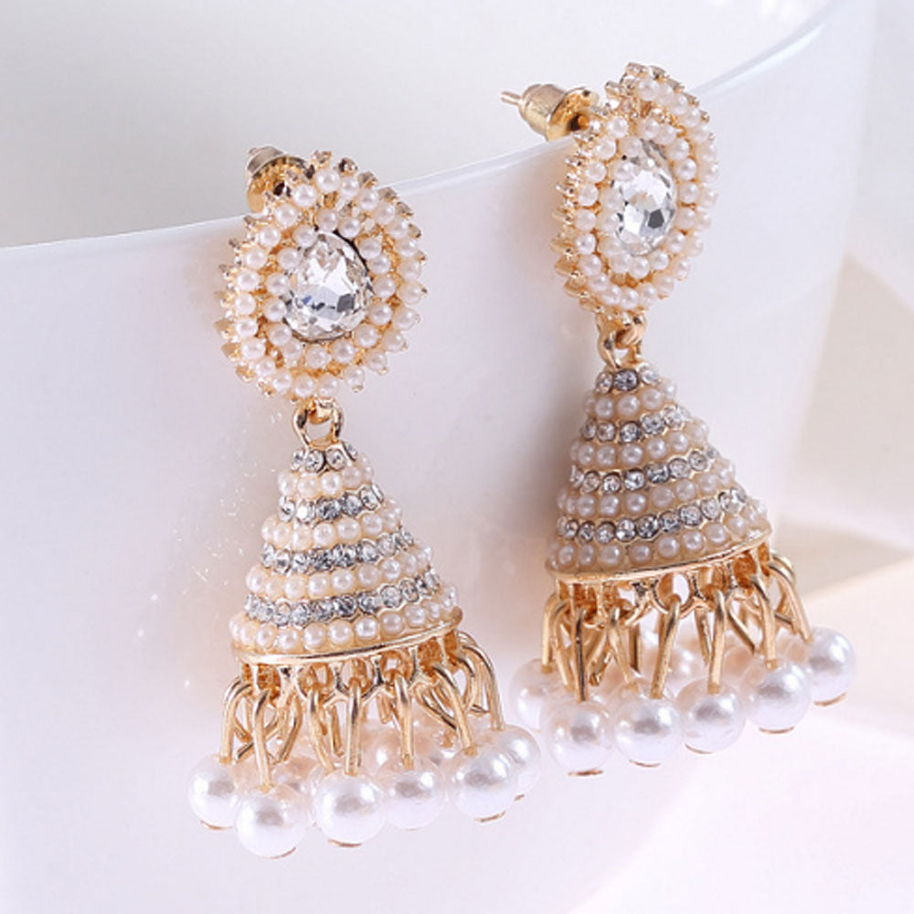 indian hobemian boho vintage brass alloy ethnic jhumka tribal earrings women
