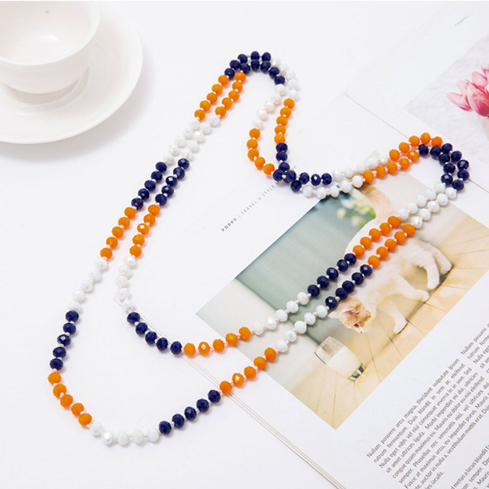 60 inches crystal bead beaded layered necklace women tropical bohemian