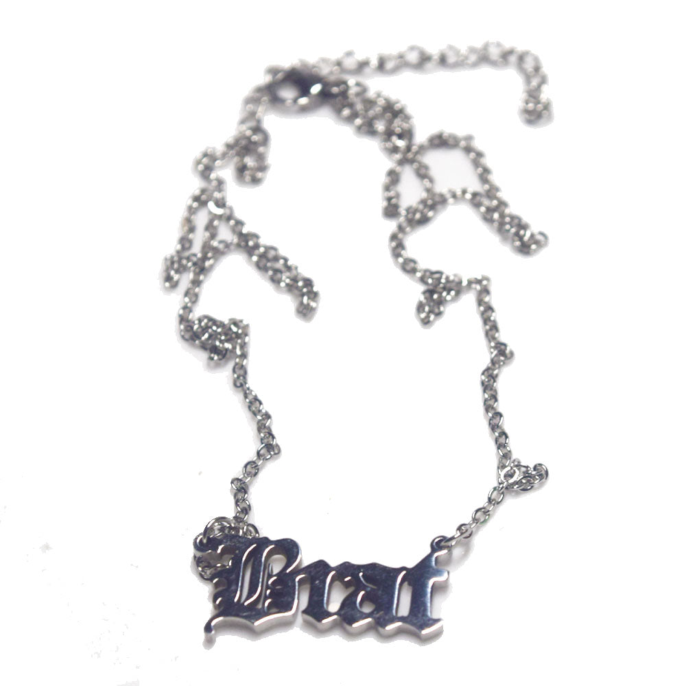 fashion women stainless steel 18k gold plated old english font brat letter pendant chain necklace jewelry