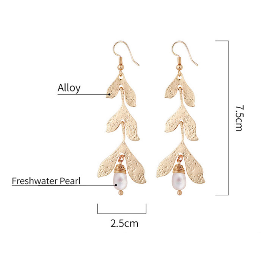 handmade fashionable bohemian Korean fresh water pearl long dangling earrings jewelry for lady
