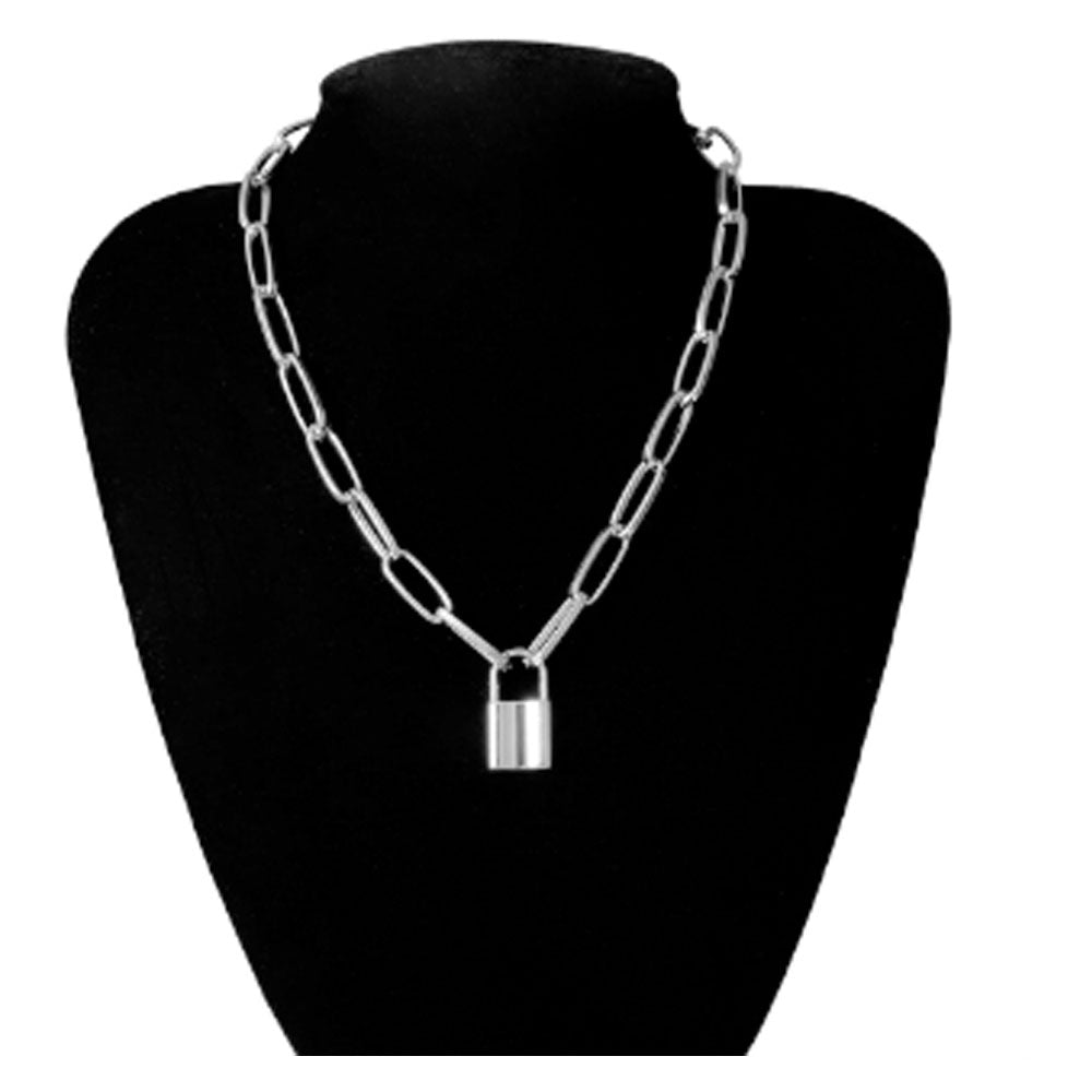 alloy fashion chunky gold lock pendant necklace for women wholesale